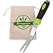 Garden Weeding Fork & Manual Weed Puller; Long Prongs and Ergonomic Handle, Includes Burlap Sack - Great Gardening Gift