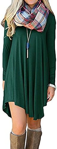 SETENOW Women's Long Sleeve T-Shirt Dress V-Neck Casual Loose Tunic Top Shirt