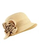NYfashion101 Women's Paper Woven Cloche Hat with Flower Band