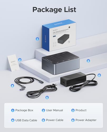 ORICO Aluminum Clone 4 Bay Hard Drive Dock, USB C Hard Drive Docking Stations for 2.5/3.5" SATA SSD/HDD up to 20TB, Offline Cloning Dock (6646C3-C)