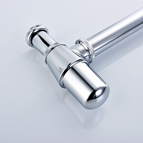 Ciencia Brass Bottle Trap Vessel Sink P Trap Chrome Wall Mounted Bathroom Sink Pipe Basin Bottle Waste Trap for Bathroom, WT03 - Thumbnail 3