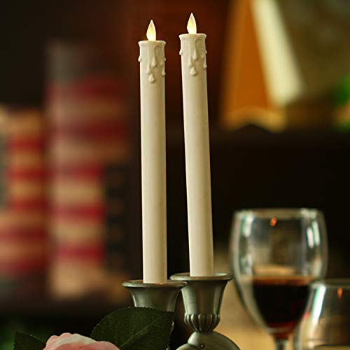 Set of 2 3D Moving Wick Flameless Candles ,with Candlesticks.LED
