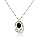 925 Sterling Silver & 14k Gold Filled Black Onyx Multi Hoops Pendant Necklace, 18