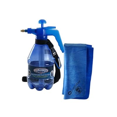 COREGEAR Cool Pack Combo Blue USA Misters 1.5 Liter Pump Mister Bottle with Blue Chillers PVA Cooling Towel