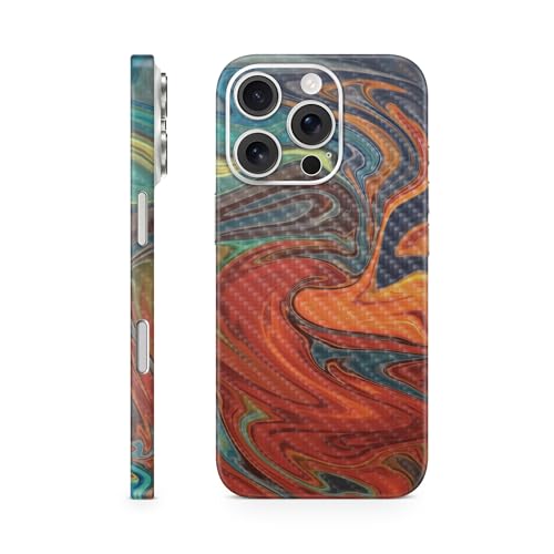 Carbon Fiber Phone Skin Compatible with Apple iPhone 16 Pro - Lava Water - Prem…