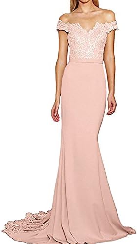 Alanre Off-Shoulder Lace Corset Long Bridesmaid Dress Mermaid Prom Gown