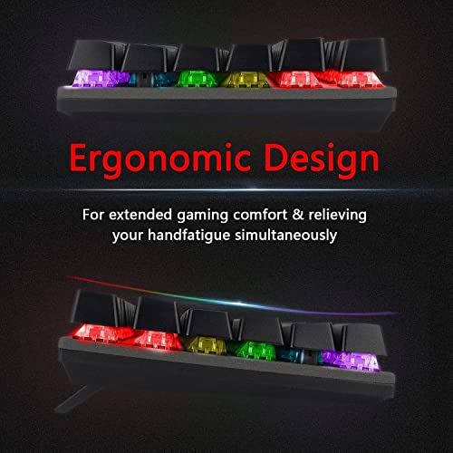 Jewaytec Mechanical Gaming Keyboard,USB Wired104 Keys RGB Rainbow Backlit Mechanical Gaming
