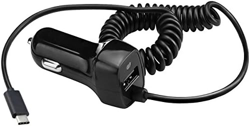 LG G6 / LG V30 Car Charger, KOMEI Retractable Coiled Dual-Port Charger Adapter or for Galaxy NOTE 8/ S8/ S8 Plus, LG G5, LG V20, OnePlus 3, Nexus 5X/ 6P, ChromeBook Pixel and More (black)
