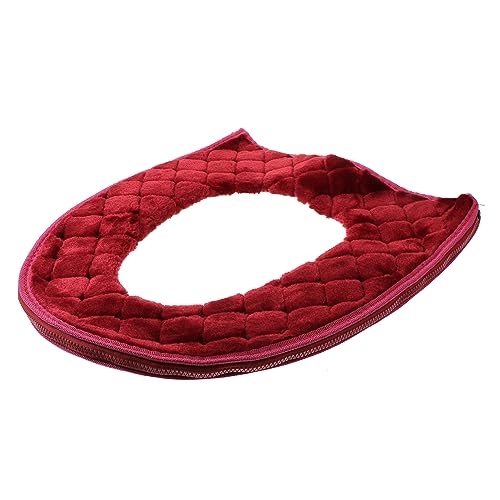 FONDOTIN Red Toilet Seat Cover with Padded Cushion Zipper Design for Easy Cleaning