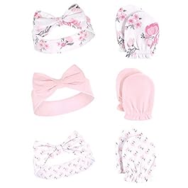 Hudson Baby Baby Girls’ Cotton Headband and Scratch Mitten Set