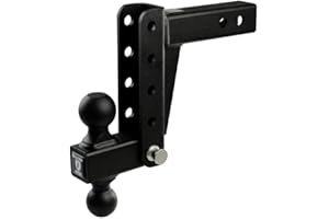 BulletProof Hitches - 2.0" Adjustable Light Duty Trailer Hitch (10,000 lb. Rating) - 6" Drop/Rise Trailer Hitch with 2" & 2-5/16" Dual Ball - Powder Coat, Box Steel, Corrosion-Resistant