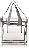 Largest Stadium Security Approved Clear Bag with Handles / Adjustable Strap / 12x12x6 / Transparent Gameday Tote for Men and Women (Gray)