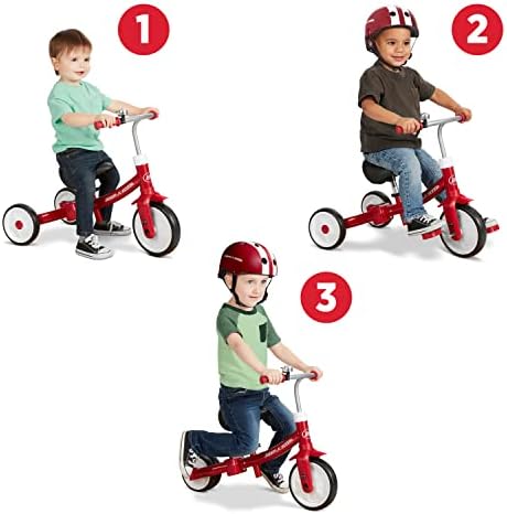 Triciclo Triple Play, Triciclo Vermelho para crianças pequenas, Bicicleta de equilíbrio e Bicicleta de Pedal para idades dos 1 aos 3 anos