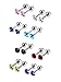 Mudder 8 Pair 18 Gauge Steel Cubic Zirconia Stud Earring Barbell Cartilage Tragus Helix Earrings, 8 Color