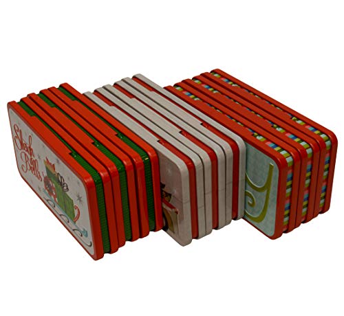 Christmas Gift Card Holders Tin Money Holder with Holiday Designs and Sayings, Rectangle Tins for Gift Giving Cash & Cards on Xmas (Set of 9)