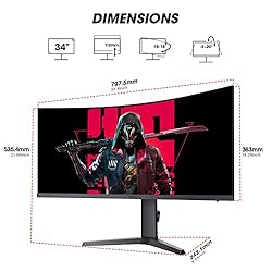 KOORUI 34-inch Ultrawide Curved WQHD 3440×1440