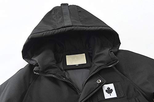 JiaYou Toddler Kid Child Boy Hooded Thick Winter Parka Mid/Long Duck Down Puffer Padded Overcoat Jacket(Style F Black,Height 47.24"-51.18" Inches)