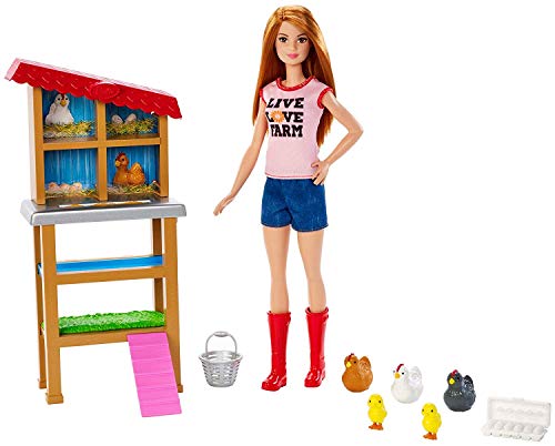 4 Barbie+Chicken+Farmer+Doll+Playset