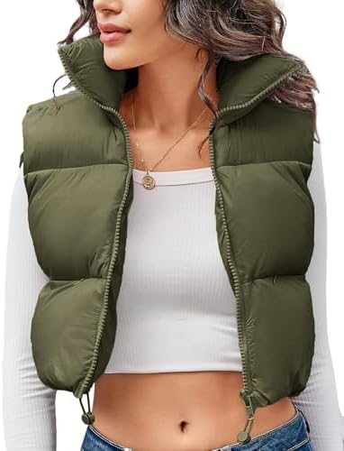 NY Threads Cropped Puffer Vest Women Lightweight Stand Collar