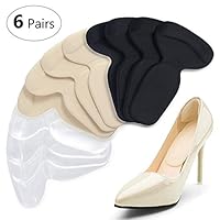 Mufuny 6 Pairs T-Shaped Shoe Pads, Silicone High Heel Shoe Cushion Insole Bumper Pressure Reliever Inserts Heel Grips Back Liner