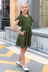 GORLYA Girl's Flutter Sleeve Stretchy A-Line Swing