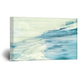 Canvas Wall Art - Watercolor Style Landscape of a Coast - Giclee Print Gallery Wrap Modern Home Art Ready to Hang - 12" x 18"