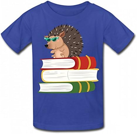 NMZNCW Funny Nerd Hedgehog Book Tshirt Cotton T-Shirts Authentic Boy Girl Tee Royal Blue