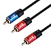 SHD RCA to 2RCA Subwoofer Cable Audio Cable 2RCA to 1RCA Bi-Directional RCA Y Adapter Premium Sound Quality Dual Shielded with Gold Plated Connectors-15Feet