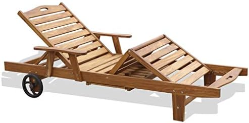EGCLJ Wood Chaise Lounge - Wood Folding Patio Sun Lounger, Outdoor Patio Poolside Furniture Set, Comfortable, Max. Load Capacity 150 Kg