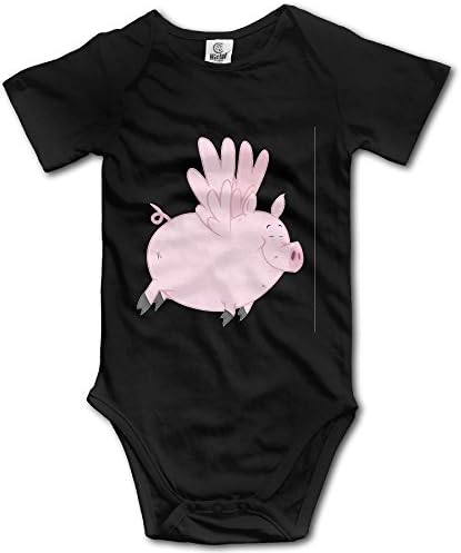 PaBa Flying Pig Animal Short Sleeve Baby Girl Clothes One-Piece Bodysuit Onesie Unisex