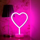BHCLIGHT LED Heart Sign Night Light Neon Heart Shaped Decor Light with Holder Base Table Light Marquee Signs Wall Decor for Christmas,Birthday Party,Kids Room,Living