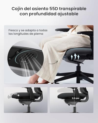 ProtoArc Ergonomic Desk Chair High Back Nylon Mesh, Incline Weight-Adaptive, Breathable Seat, Adjustable Arms, Tilt Lock (Flexer Pro – Black)