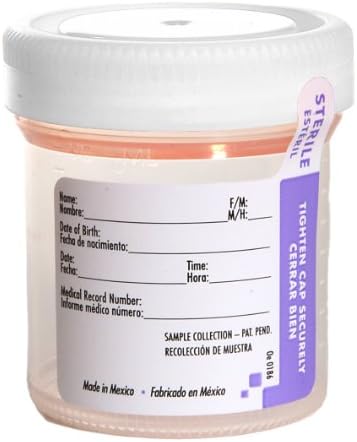 Samco Scientific01 0002 Sterile Specimen Container with 53mm Wide Mouth Diameter, White Bio-Tite Cap, 120mL Capacity (Case of 300)