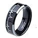 Greenpod 8mm Black Tungsten Wedding Band for Him and Her EKG Laser Etched Heart Beat Engagement Ring Size 11