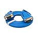 DTech 3m Ultra Slim Flat Computer Monitor VGA Cable 10 Feet 15 Pin Male to Male Connector Wire - Blue