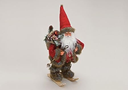 Addobbi Natalizi Amazon.Addobbi Natalizi Babbo Natale Su Sci In Rosso Toni 38 Cm Altezza Decorazione Per Natale Amazon It Casa E Cucina