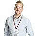 MIFFLIN-USA Flat Lanyards for ID Badges (Red, 36 Inch, 25 Pack), Comfortable Neck Straps