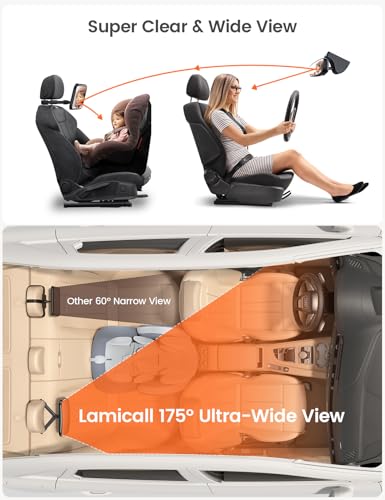 Lamicall Baby Car Mirror for Backseat - [Safest Triangle Hook Clip] Acrylic Car Seat Mirror for Rear Facing, 360° Rotation & Wide Clear View, 3S Quick Install, Newborn Baby Essentials Accessories