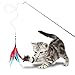 Peroom Cat Feather Toy, Cat Toy Wand Sold, 12 pcs Retractable Interactive Cat Teaser Wand Toy Set, Included 2 Wands & 10 Refills Feathers