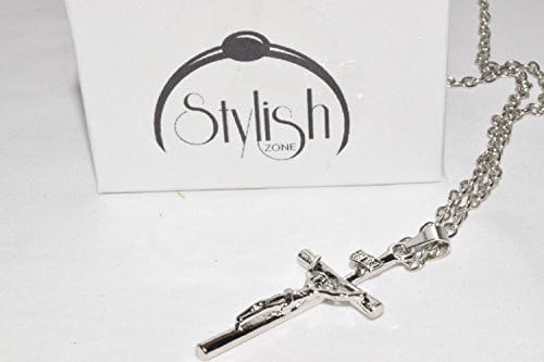 STYLISH ZONE-Silver-Catholic-Cross-Necklace-fashion-jewelry-Perfect for friendships-relationships-best friend-spouse-mother-women-girls-girlfriend