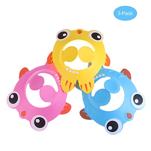 SUNTRADE 3PCS Adjustable Cartoon Baby Bathing Visor,Safe Shampoo Shower Bathing Protect Soft Cap Hat for Baby Children Kids