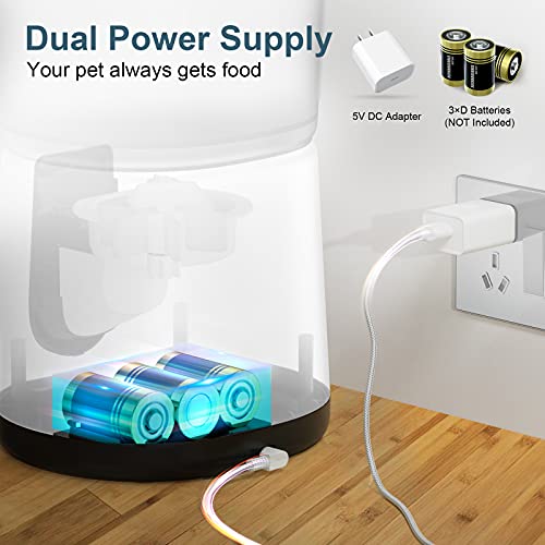 Automatic Cat Feeder, Arspic 4L Auto Pet Cat Food Dispenser with Programmable Timer feeder and Portion Control Automatic Dry Food Feeder for Small & Medium Cats Dog with Desiccant Bag & Voice Recorder