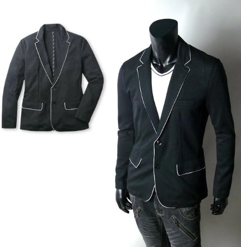 Amazon 紳士メンズ アウター Nota Bene ノータベネ カラーパイピング2つボタンポンチテーラードジャケット ブラック Ll ブラック コート ジャケット 通販