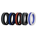 Silicone Wedding Ring for Men, 5 Pack 8mm Wide Mens Affordable Silicone Rubber Wedding Bands for Athletes Sports Workout Gym