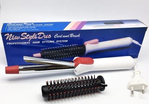 New Style Duo Professional Curling Iron 1/2" and Hair Styling Brush 2-in-1 Combo, 220 Volt for Europe and Asia. NOT for USE in USA