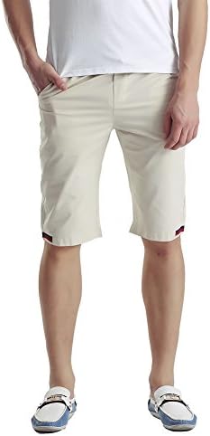 SiYuan Mens Slim Fit Flat Front Shorts Casual Fashion Chino Short White US 34