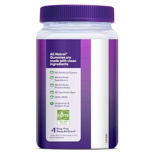 NATROL MELATONIN GUMMIES, SLEEP SUPPORT FOR ADULTS, MELATONIN 10 MG, 140 STRAWBERRY-FLAVORED, UP TO 70 DAYS