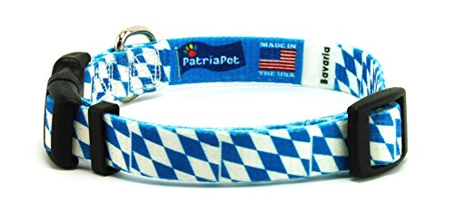 Bavaria Bavarian Flag Dog Collar for Small, Medium, or Large Dogs by PatriaPet (Xsmall: 7.5-11 in.)