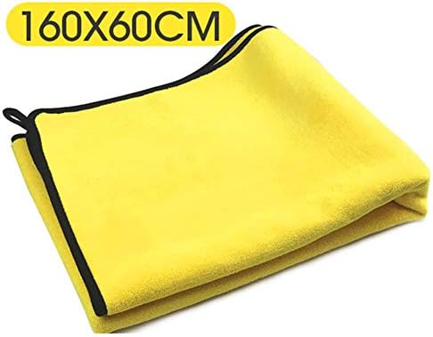 MOIKEW Professional Microfiber Cleaning Cloth Single Layer Thickening Microfiber Towels for Cars, Yellow and Gray (24x63in) (Pack of 1)