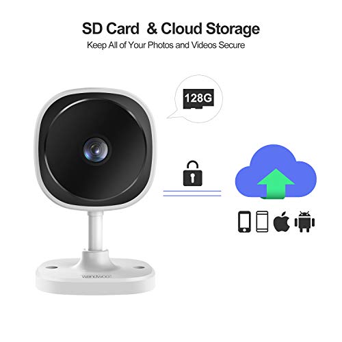 IP Camera,Wandwoo 1080P Wireless Camera with Night Vision,Two-Way Audio,180° Fisheye Panoramic Security Camera Support Motion Dection,Cloud Service,for Home/Baby/Elderly/Pet Monitor,2 Pack,(White)